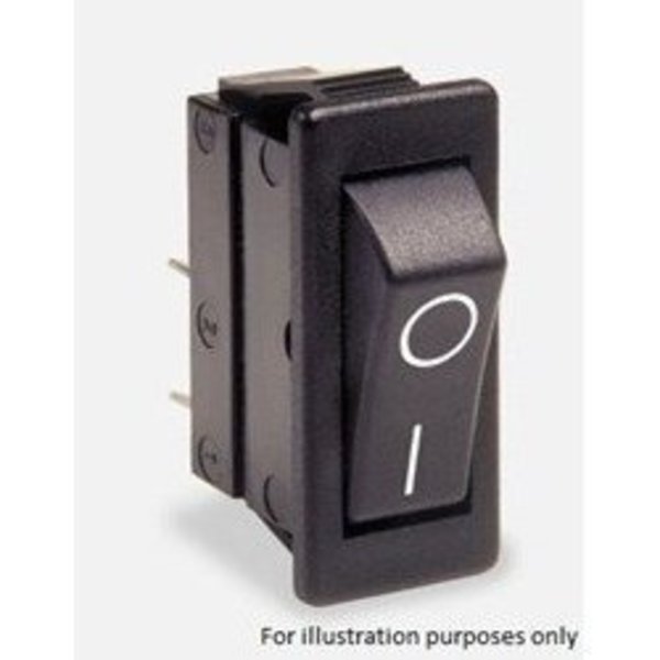Arcoelectric Rocker Switch, Spdt, On-Off-On, 10A, 24Vdc, Quick Connect Terminal, Rocker Actuator, Panel Mount C1520AABB-730W